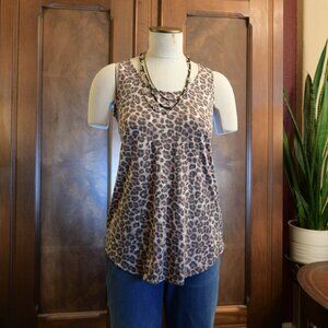 Zenana Women's Cheeta Print Blouse No Sleeve Size S